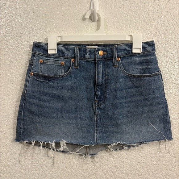 J. Crew Dresses & Skirts - J.Crew Denim Cutoff Mini Skirt Women's Size 28 Small‎ Blue Raw Hem